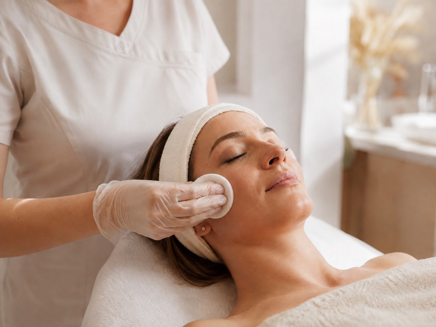 Reinigung der Gesichtshaut vor der Mikrodermabrasion