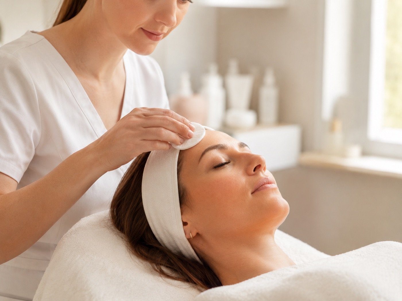 Reinigung der Haut vor dem Hydrafacial